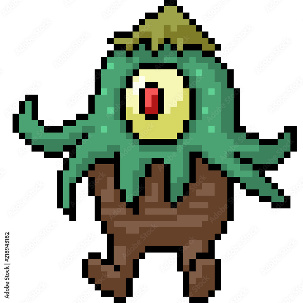 Fototapeta premium vector pixel art vegetable monster
