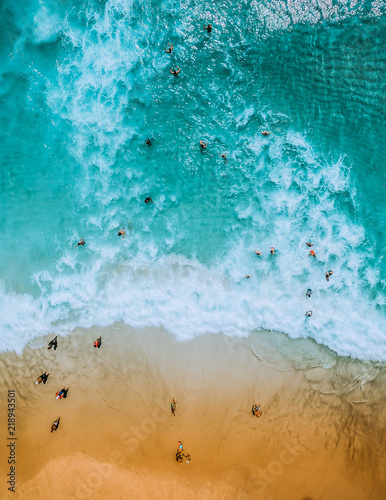 Aerial view of beach and the ocean with people  © MM-Photography