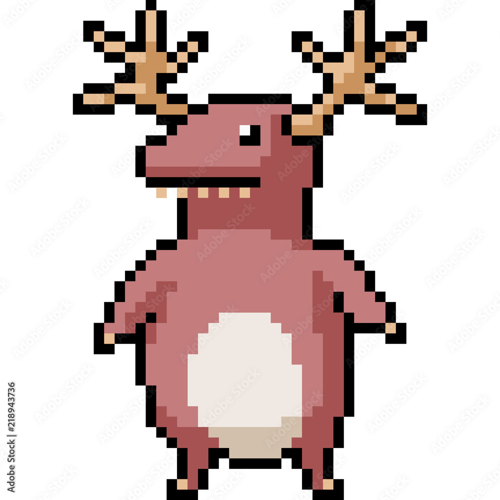 Fototapeta premium vector pixel art deer monster