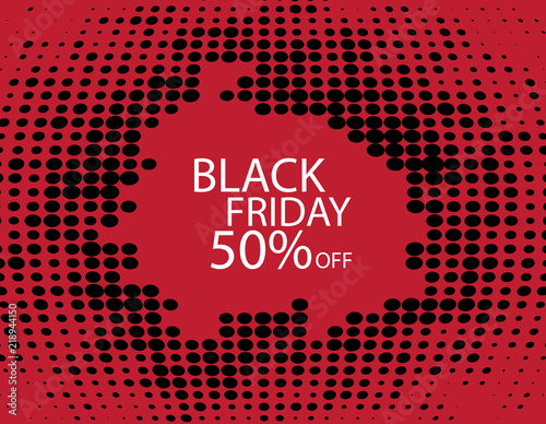 Black Friday Black dots on red background.