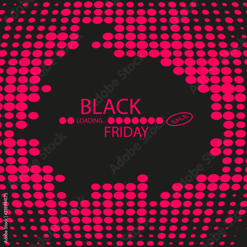 Black Friday Black dots with Loading Bar on black background.