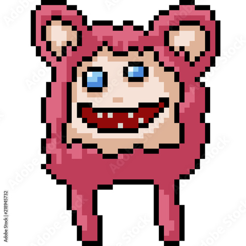 vector pixel art fur ball monster