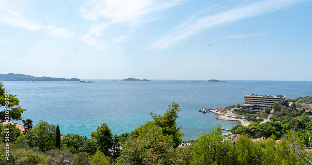 Landscape near sea in the Srebreno district , Croatia.