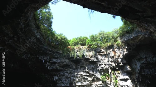 Melissani Caves in Kefalonia Island Greece with boat