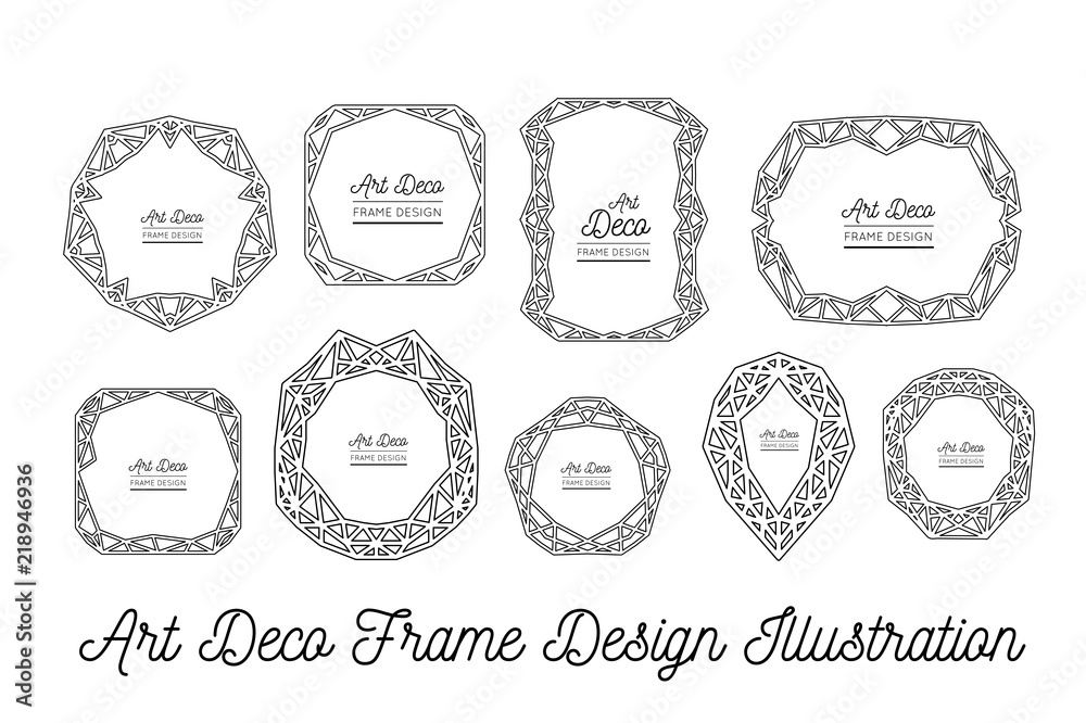 Art deco decorative frame. Wedding invitation. Vector