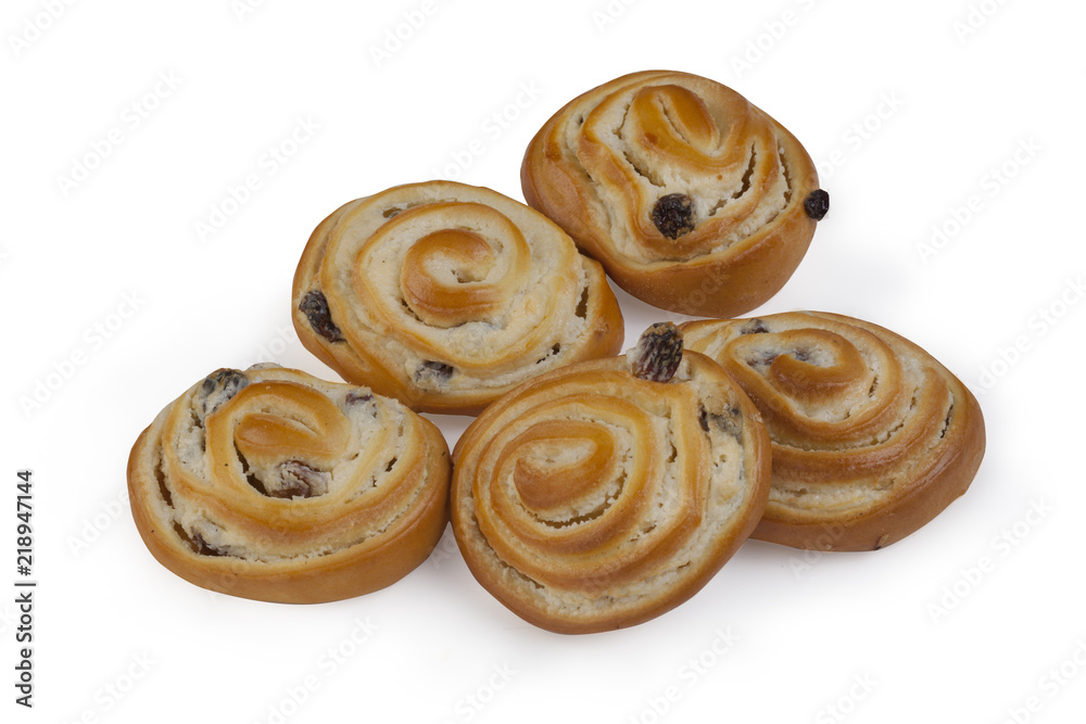 Fototapeta premium Round bun with raisins.