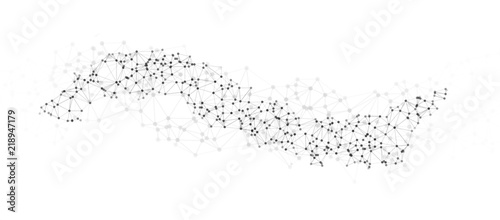 Big data illustration of lines and dot in the form of a wave
