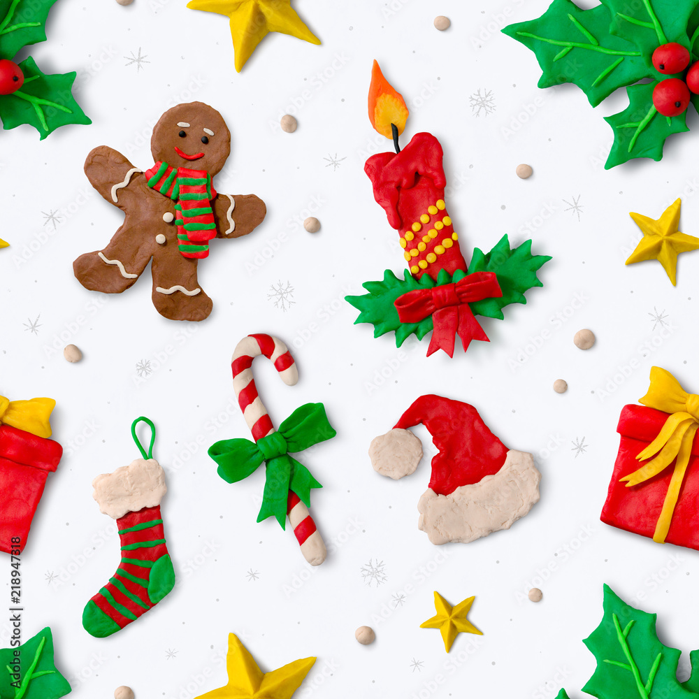 Naklejka premium Hand made plasticine seamless pattern