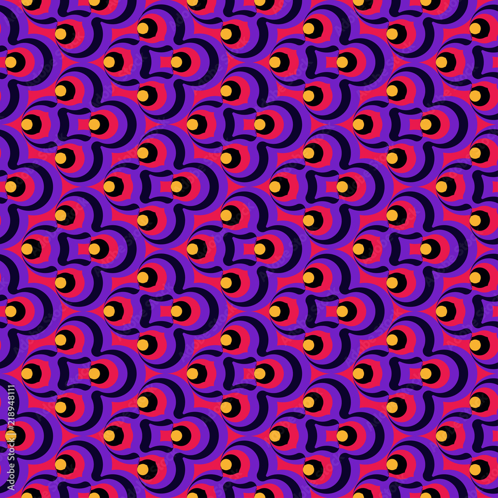 Abstract circles striped flowers vibrant seamless gradient lilac pattern for craft, wrapping, fabric, textile