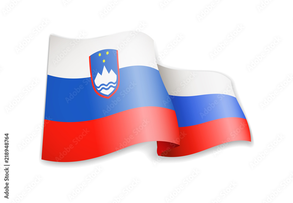 Waving Slovenia flag on white background. Waving Slovenia flag on white background.