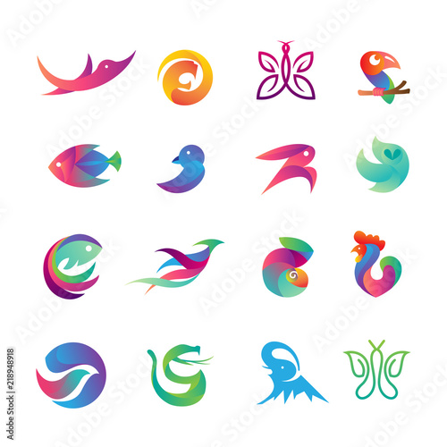 Vector color set of animals logo