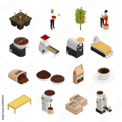 Coffee Isometric Icons Collection