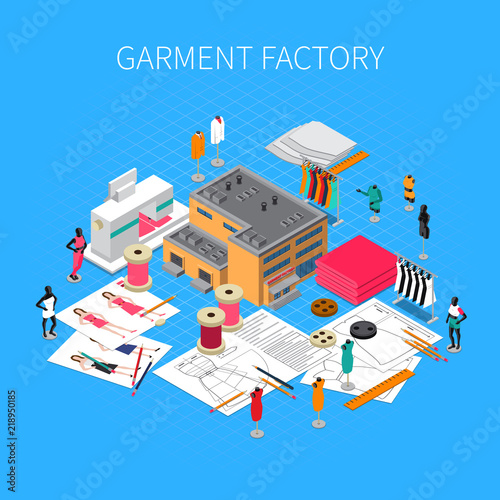 Garment Factory Isometric Concept