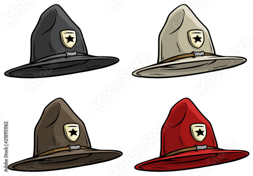 Cartoon canadian ranger top hat vector icon set