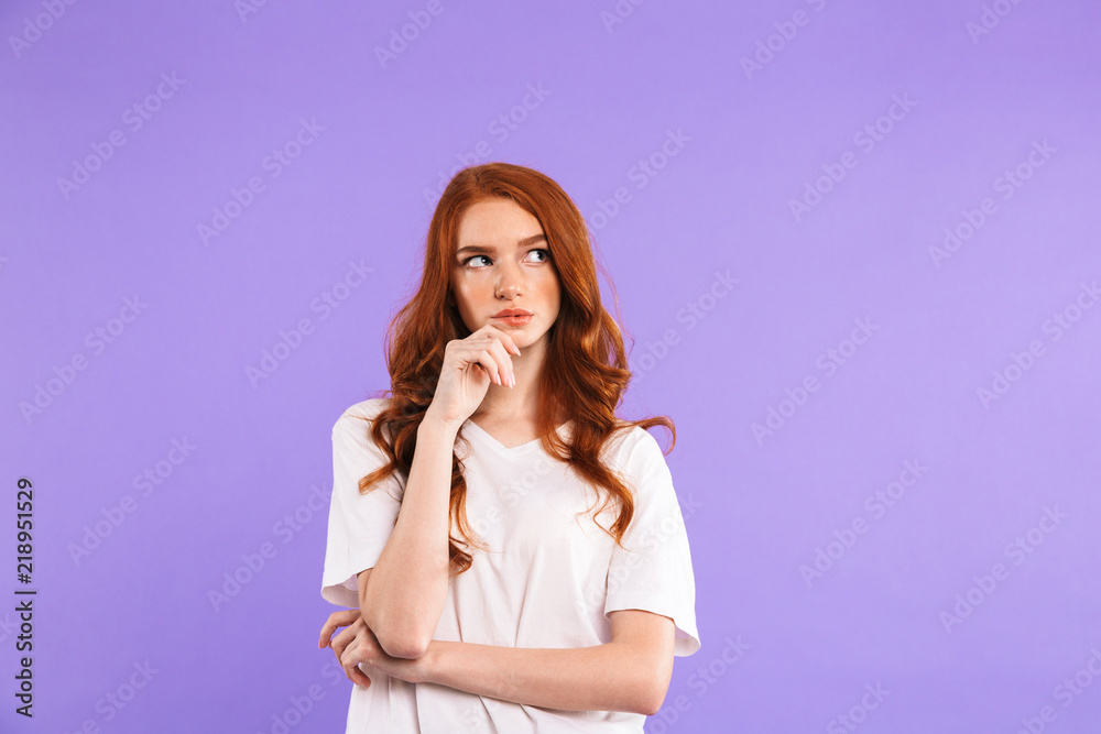 Portrait of a pensive young girl standing Portrait of a pensive young girl standing