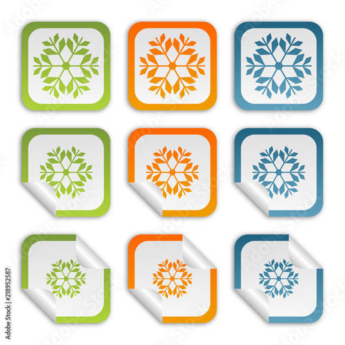 Aufkleber Set - grün orange blau - Eisblume