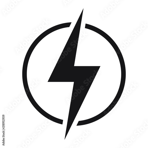 Lightning, electric power vector logo design element. Energy and thunder electricity symbol concept. Lightning bolt sign in the circle.