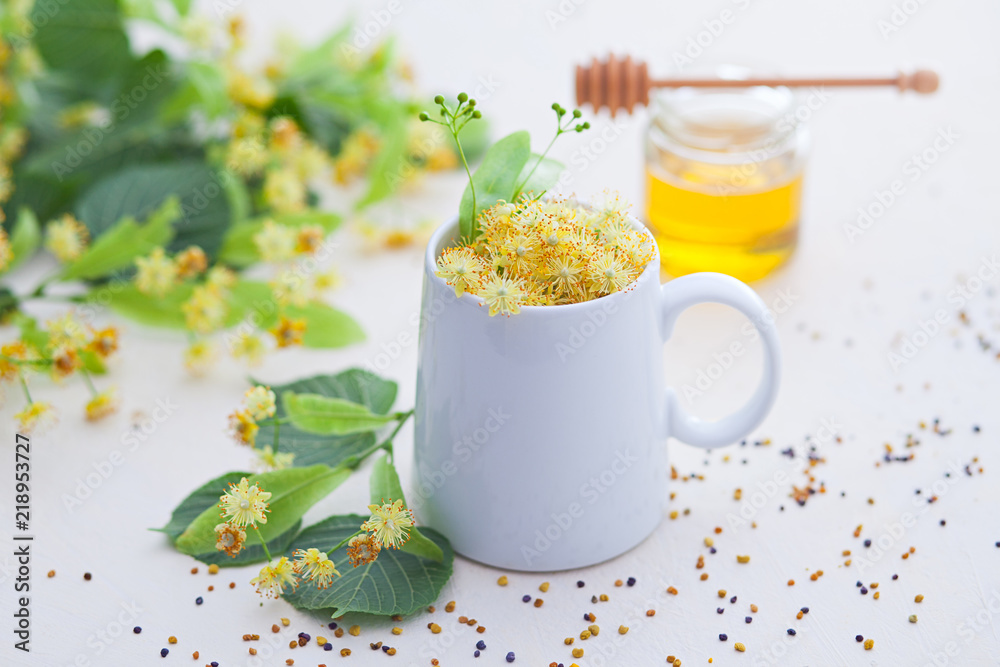 cup of linden tea and linden honey cup of linden tea and linden honey