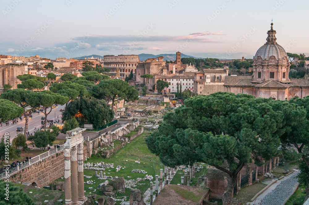 View of Rome, sunset, Italy