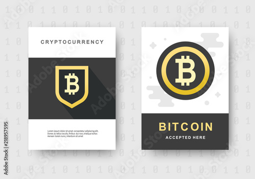 Bitcoin web banners set. Cryptocurrency logo sigh