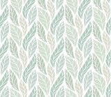 Vector Green Leaves Seamless Pattern. Abstract Grid Background. Geometric texture.