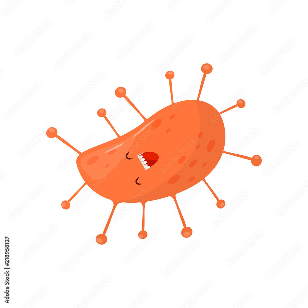 Cute funny biological germ, humanized bacteria cartoon character vector  Illustration on a white background Stock Vector | Adobe Stock