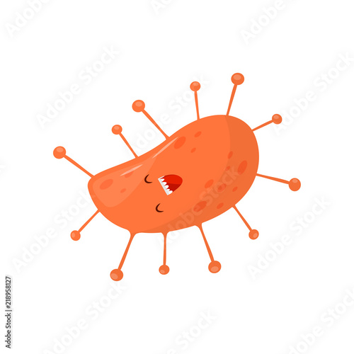 Cute funny biological germ, humanized bacteria cartoon character vector Illustration on a white background