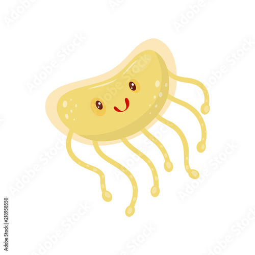 Cute funny microbe, humanized bacteria cartoon character vector Illustration on a white background