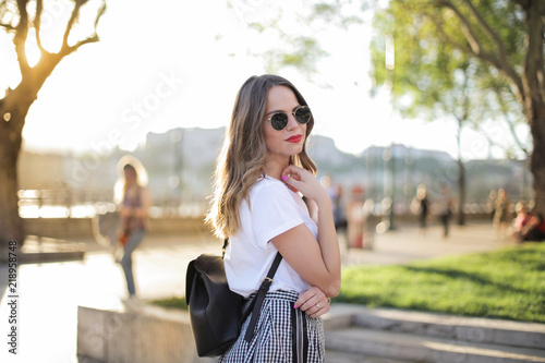 Girl walking in the city
