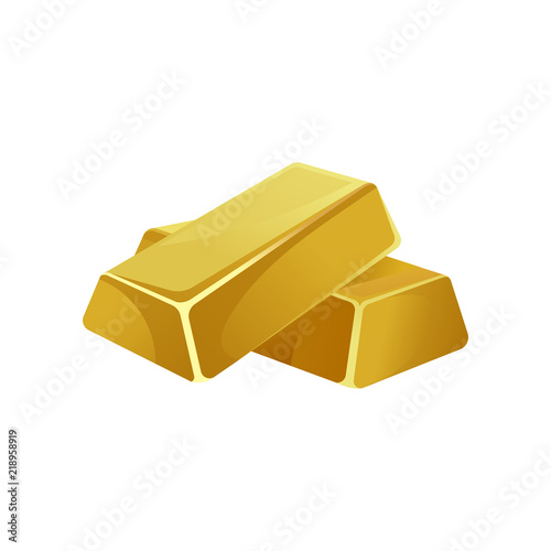 Gold bars, ingots, bullions, banking business, prosperity, treasure siymbol vector Illustration on a white background