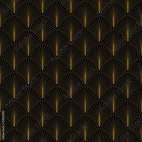 Vector Art Deco Style Seamless Pattern. Abstract Ornament Background.