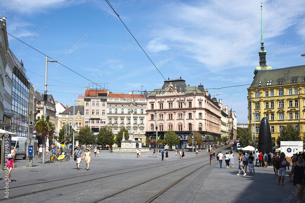 Amazing view of the old tow and Liberty Square in Brno, Czech Republic