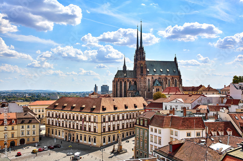Amazing view of the old tow and Cathedral of St. Peter and Paul in Brno, Czech Republic