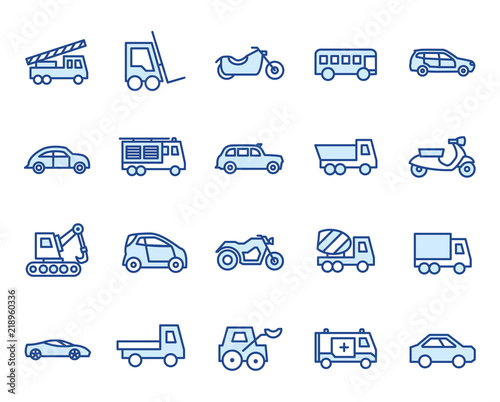 Autos, Fahrzeuge Vector Icon Illustraton Set