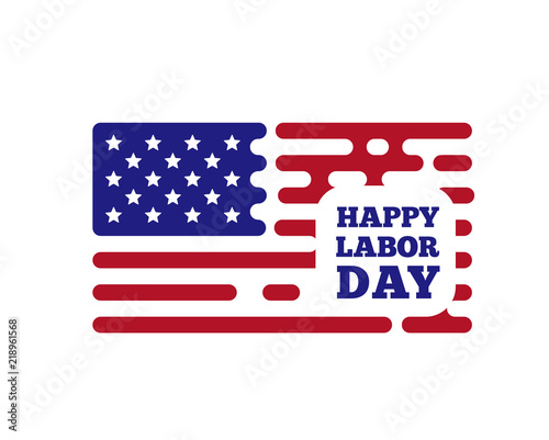 Happy labor day vector illustrtation with rouded lines photo