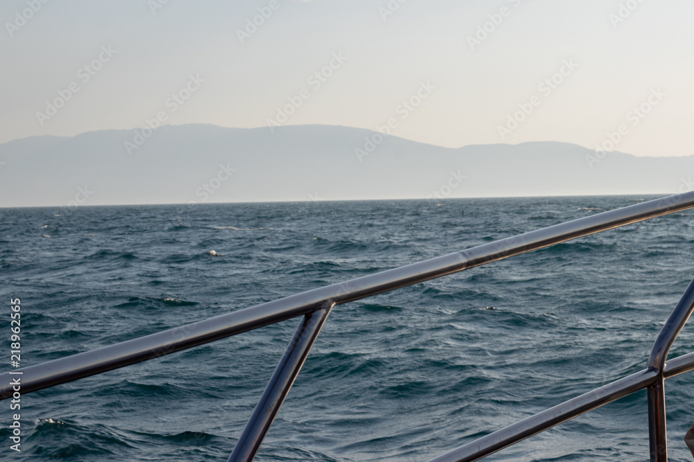 Ocean view from boat in the summer.
