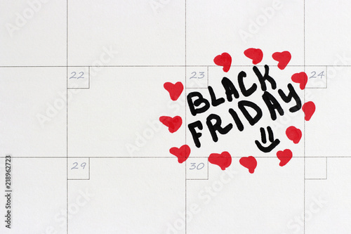 inscription Black Friday on calendar 2018