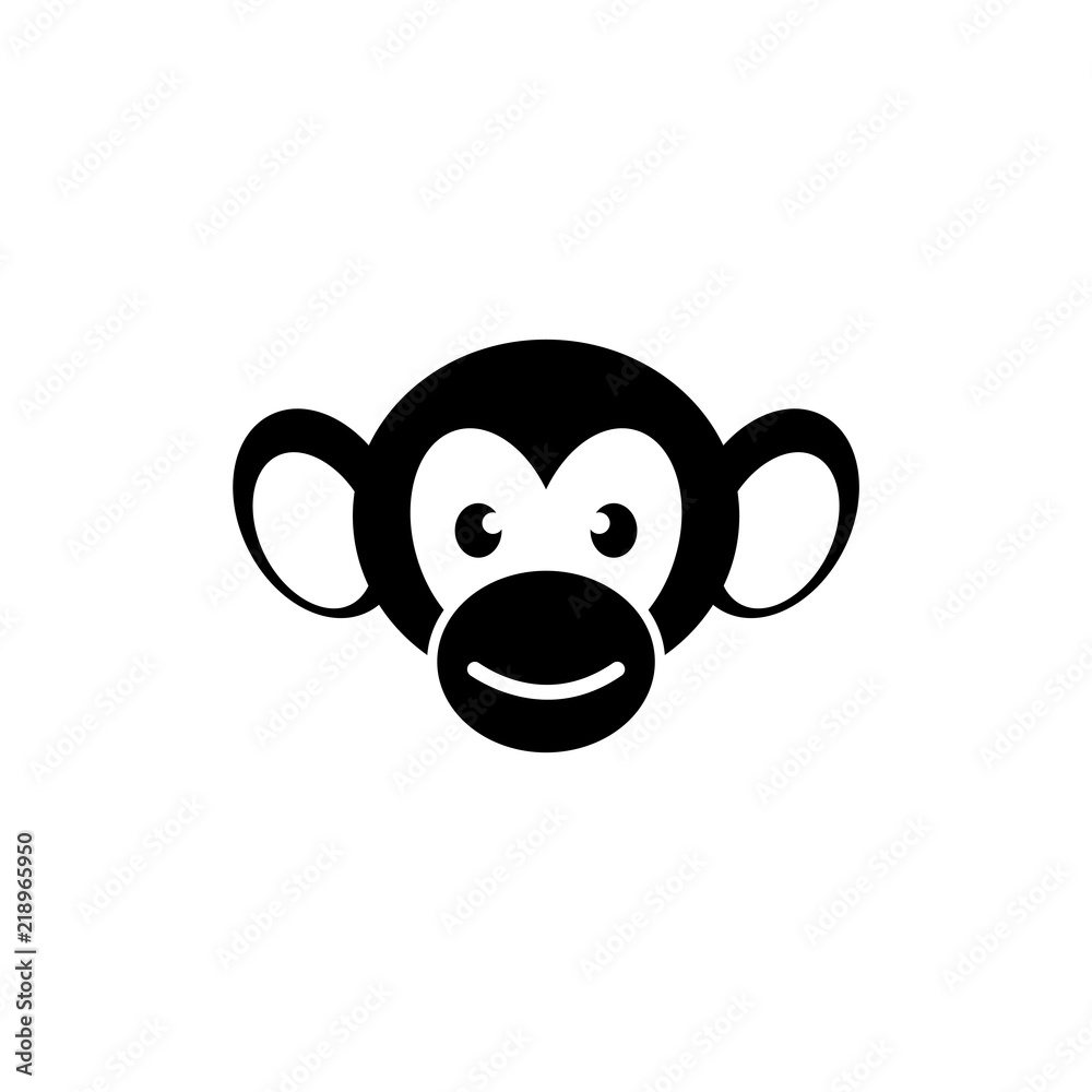 Monkey Face. Flat Vector Icon illustration. Simple black symbol on white background. Monkey Face sign design template for web and mobile UI element Monkey Face. Flat Vector Icon illustration. Simple black symbol on white background. Monkey Face sign design template for web and mobile UI element