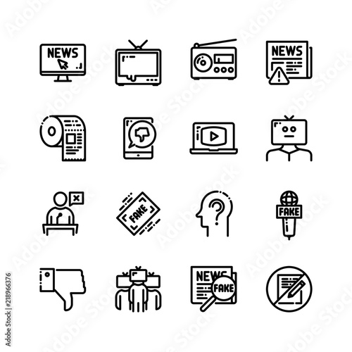 Fake news and disinformation online icons