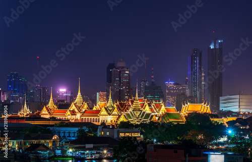 scenic of grand palace of bangkok in thailand night cityscape © bank215