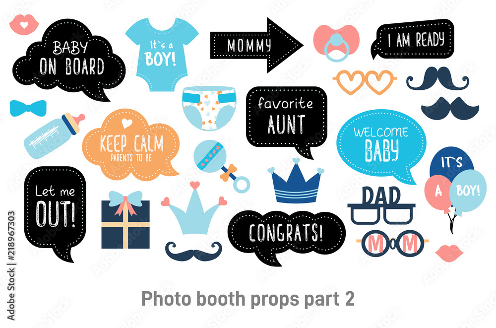 Baby shower photo booth photobooth props set Stock Vector | Adobe Stock
