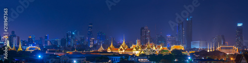 scenic of panorama of night landscape grand palace of bangkok thailand