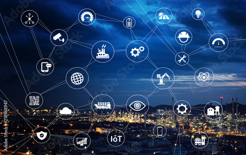  Industry icon pattern on industry background.