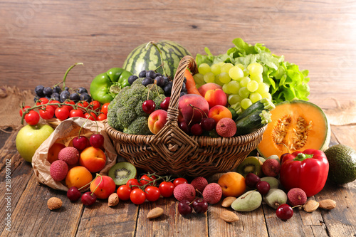 Fototapeta Naklejka Na Ścianę i Meble -  wicker basket with fruit and vegetable