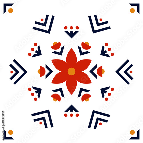 Folk art pattern in Scandinavian, Nordic style