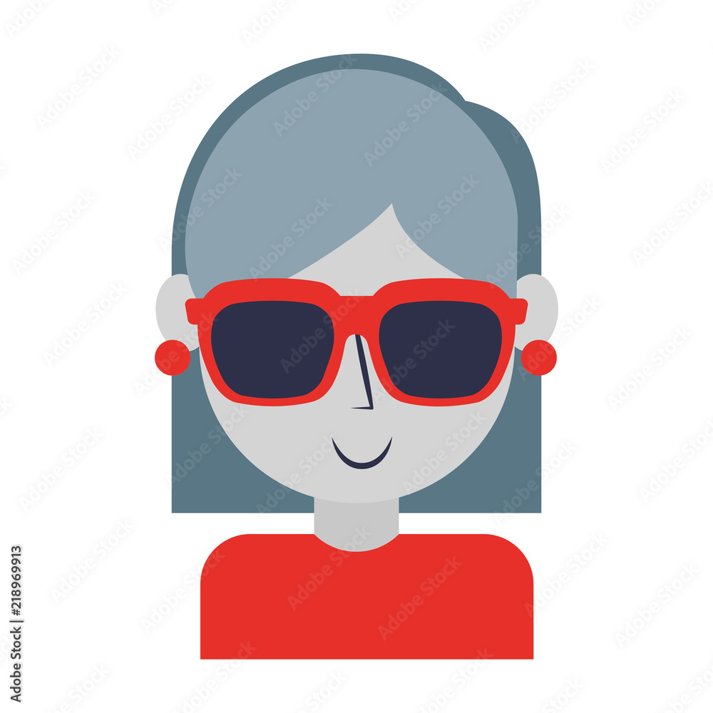 young girl with sunglasses portrait character