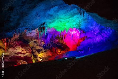 multi-colored ceiling in the cave