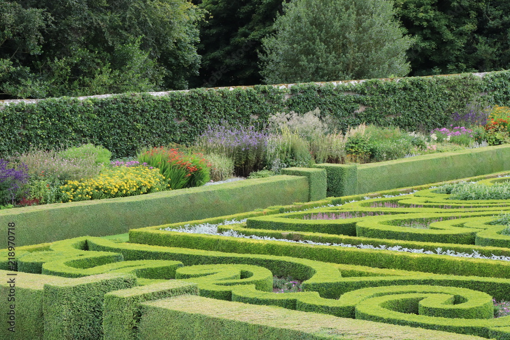 Hedges and flowers in formal garden Hedges and flowers in formal garden