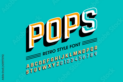 Trendy style pop art font, alphabet letters and numbers