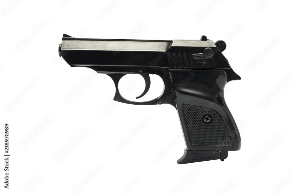 automatic pisto, handgun.l on a white background